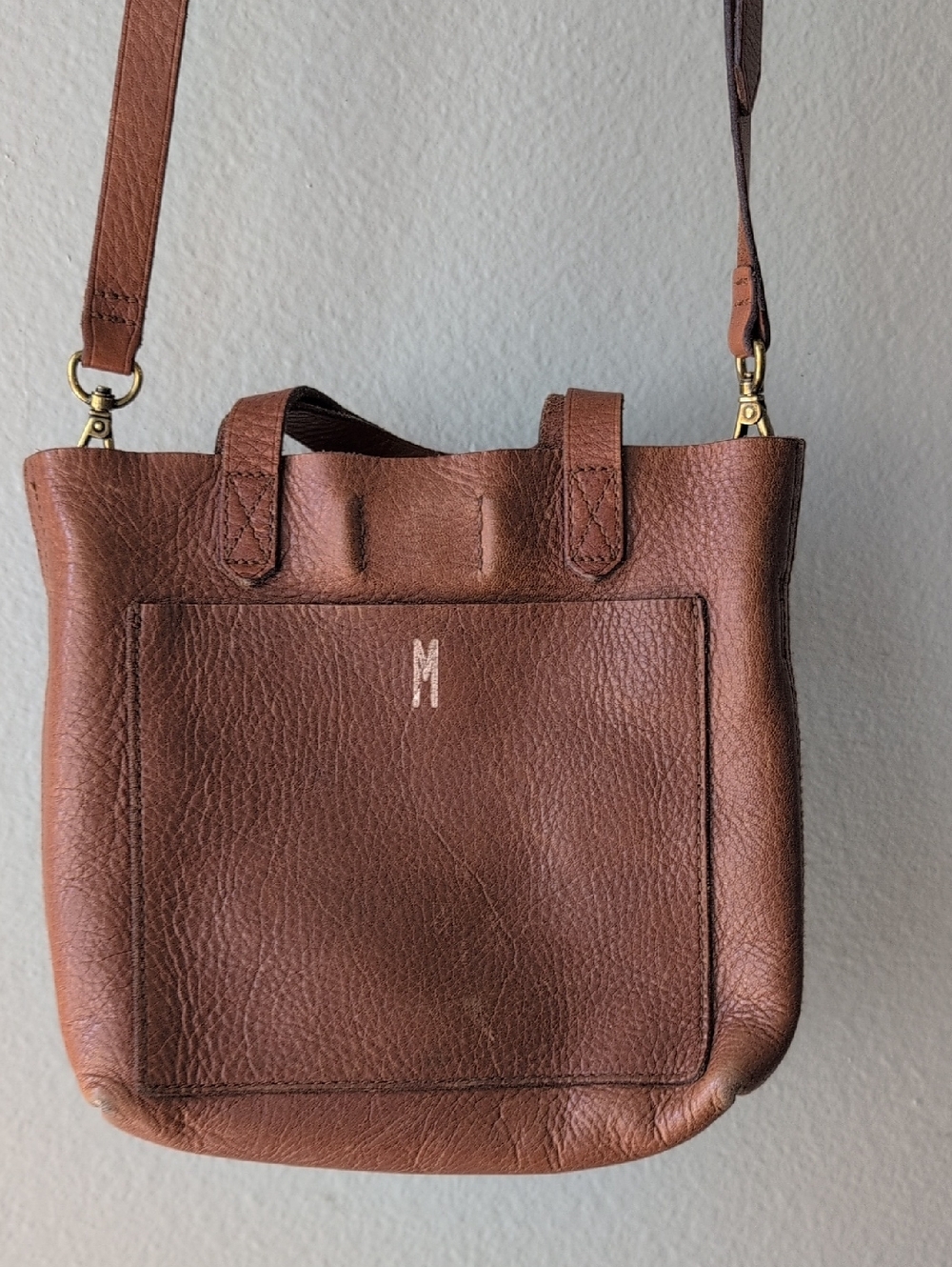 ✨Madewell Brown Leather Mini Tote with Crossbody Strap - Picture 4 of 7